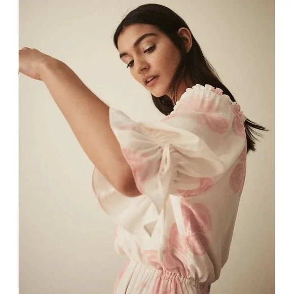 REISS Peaches Floral‎ Bardot Midi Dress Size 4 - Picture 3 of 11